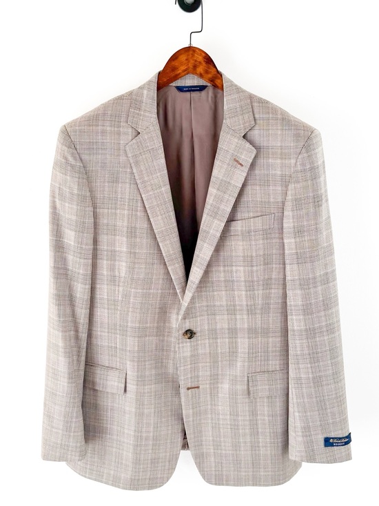 Brooks Brothers Other - NWT NEW Brooks Brothers Glen Plaid Italian Sport Coat Tan Blue Blazer Men's 43L